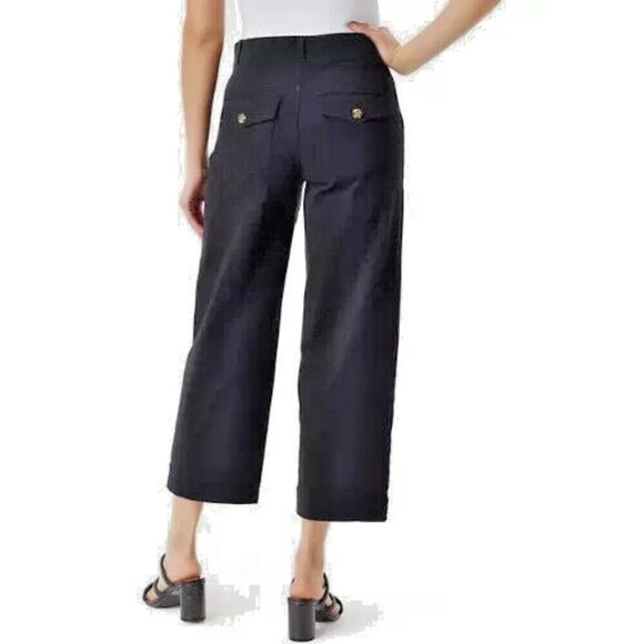 GLORIA VANDERBILT Wide Leg Tummy‎ Control Crop Pants Sz 6 Navy Blue Pull On NWT - Picture 2 of 13